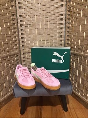 Puma Pink Low-Top Sneakers with Gum Sole